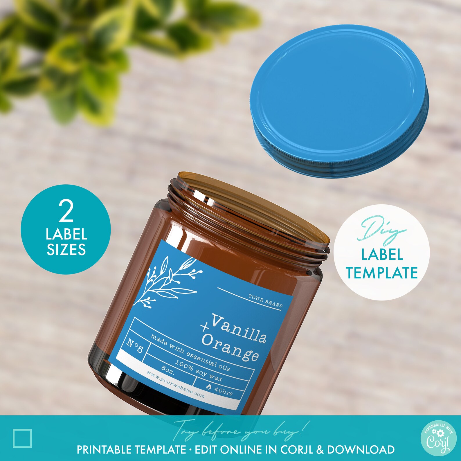 DIY Editable Candle Label Template 2 Sizes Printable Retro - Etsy