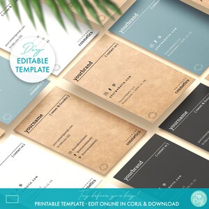Monochrome Editable Business Card Template (2 Sizes) - Printable Minimal Business Card Design, DIY Customizable Business Order Card Template