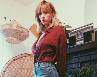 Vintage Silk Paisley Print Blouse