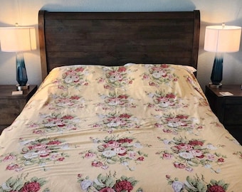 Vintage Ralph Lauren Kathleen Cotton Sateen Full Duvet Yellow Red Floral