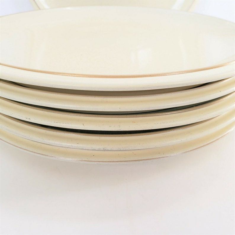 Vintage Denby Handcrafted Green & Cream Dinner Plates Set of 6 Etsy
