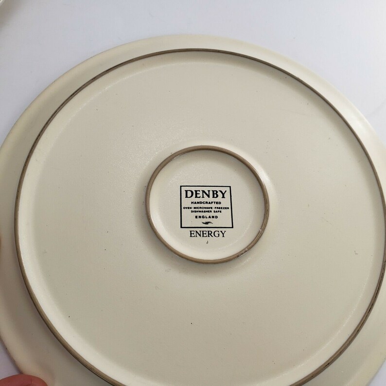Vintage Denby Handcrafted Green & Beige Dinner Plates Set of 6 Etsy