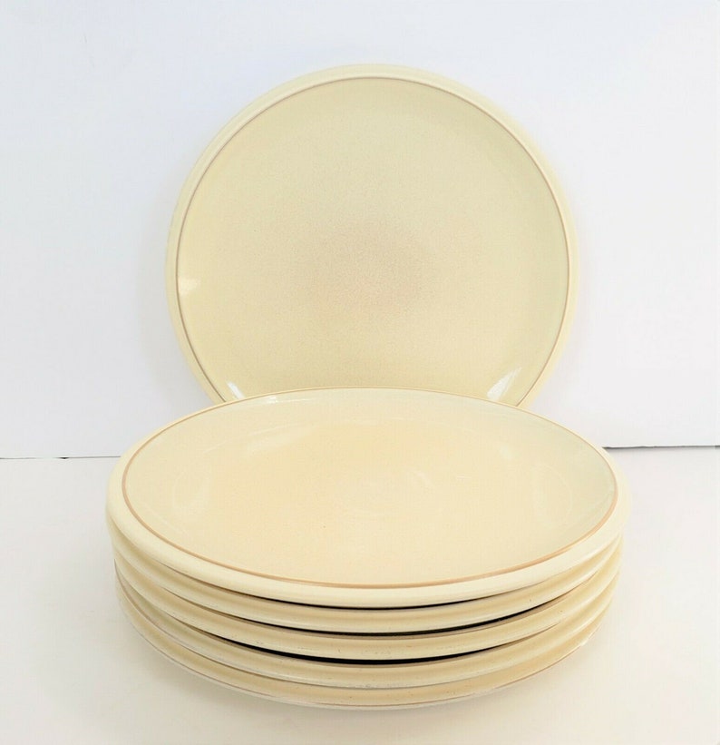 Vintage Denby Handcrafted Green & Cream Dinner Plates Set of 6 Etsy