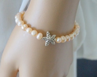 Beaded bracelet with starfish 925 silver