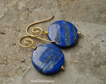 Boucles d’oreilles XL lapis lazuli argent 925 plaqué