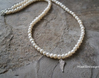 Pearl Necklace Wing 925 silver