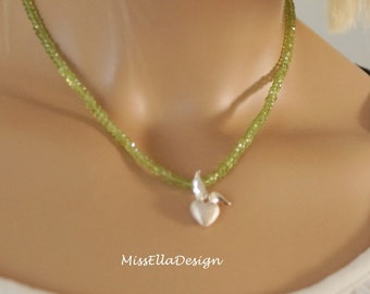 Collier en argent 925 péridot coeur