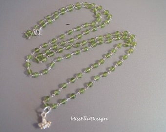 Chain 95 cm long peridot 925 silver with pendant silver Puschel peridot Necklace