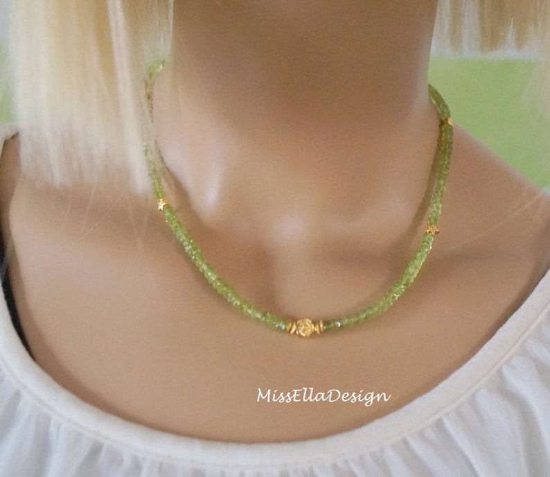 Chain Peridot 925 Silver gold plated