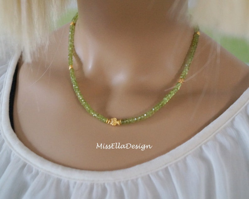 Chain Peridot 925 Silver gold plated