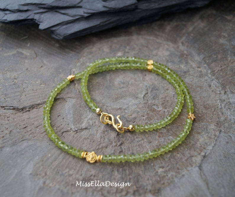 Chain Peridot 925 Silver gold plated