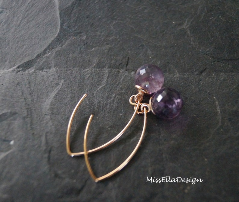 Earrings Amethyst 925 Silver Ros\u00e9vergoldet