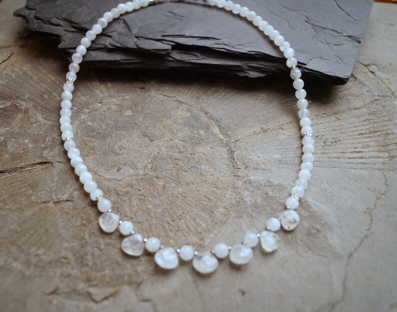 Chain Rainbow Moon Stone White Labradorite 925 Silver