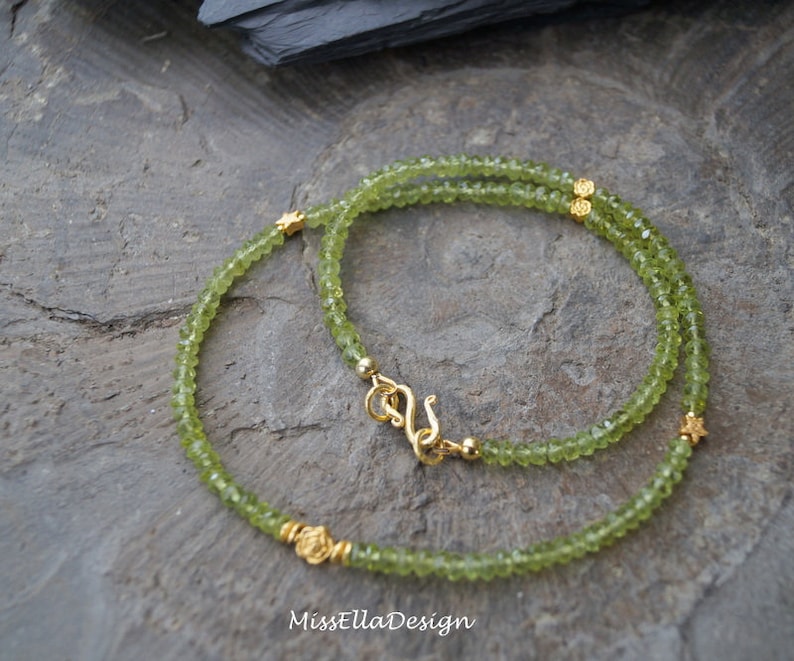 Chain Peridot 925 Silver gold plated