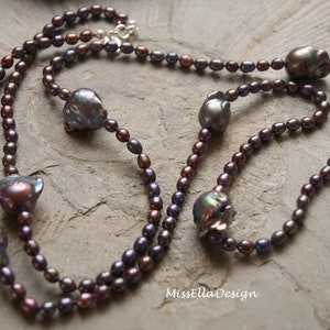 Pearl Necklace Baroque Beads 925 silver image 1