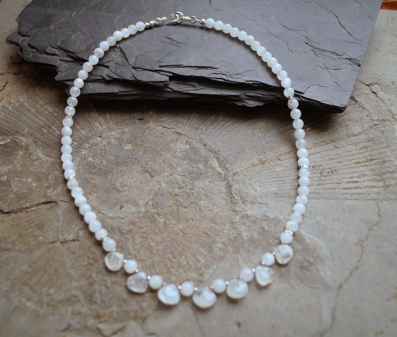 Chain Rainbow Moon Stone White Labradorite 925 Silver