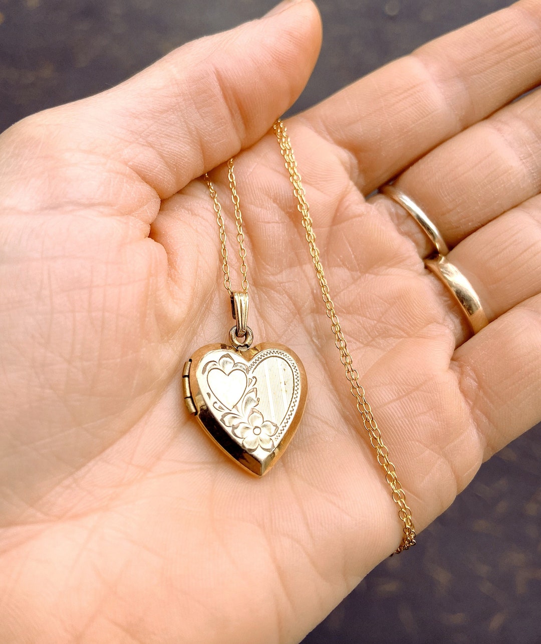Vintage Gold Heart Locket Necklace 12K Gold Fill 20 Etsy