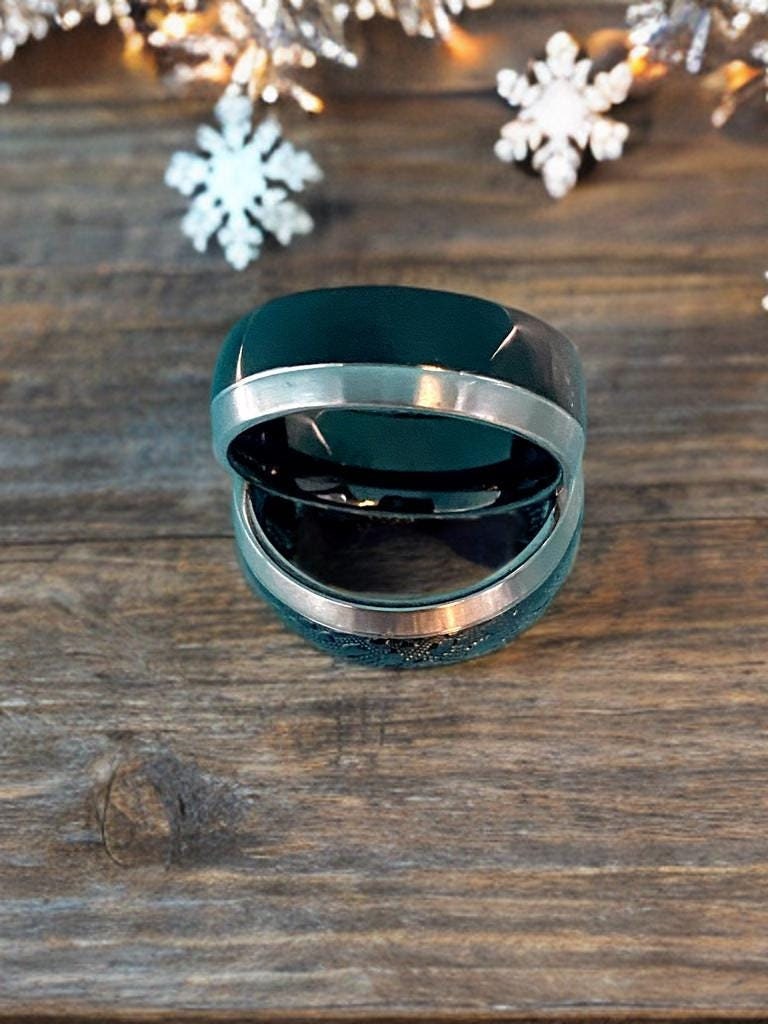 Bague Jonc Acier Créateur - Verte Avec Strass, Taille 54, Style Alliance