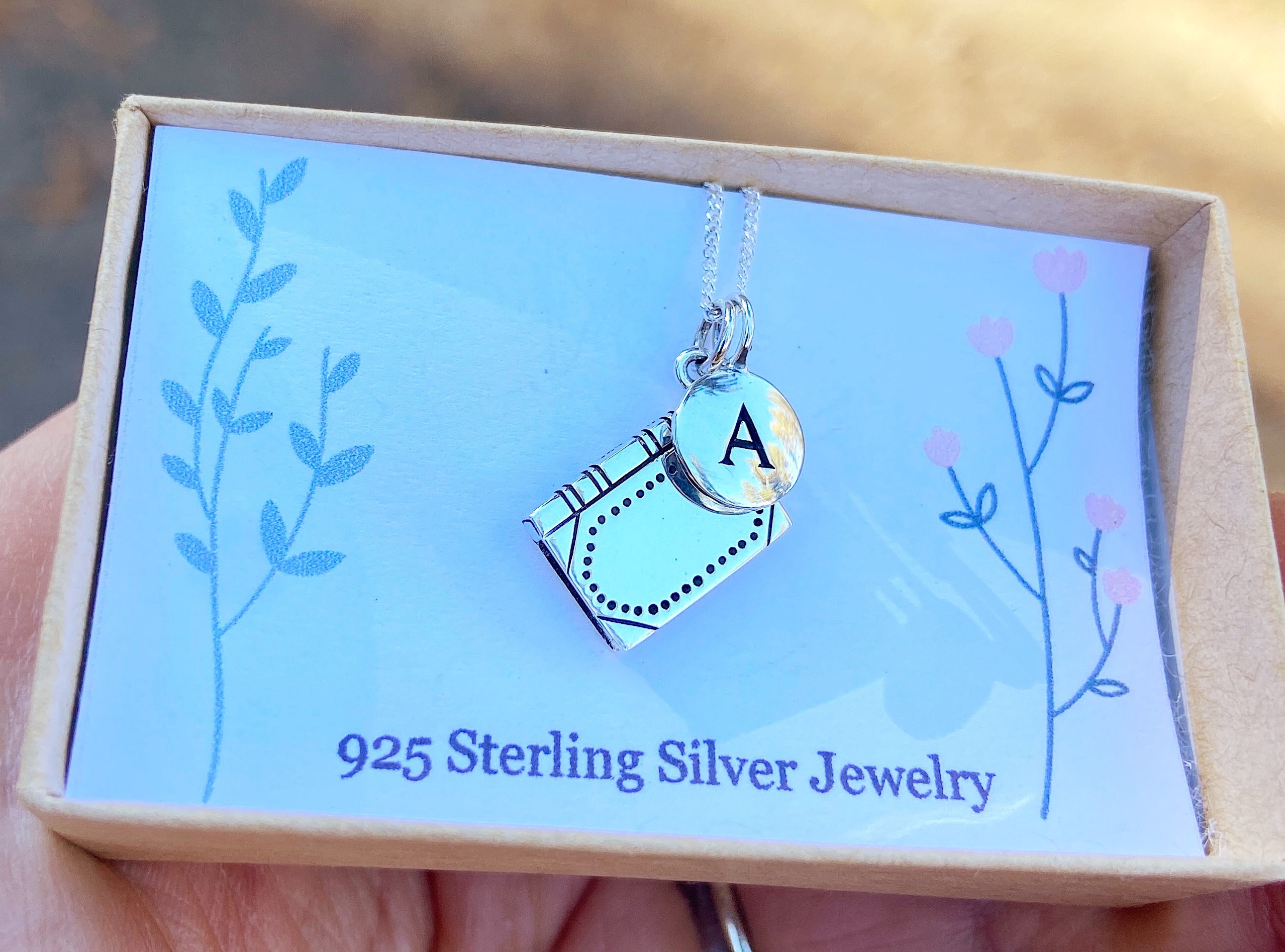 Collier Lecture Argent Sterling 925 - Pendentif Livre Fille - Cadeau Diplôme Étudiante - Chaîne 45-51cm