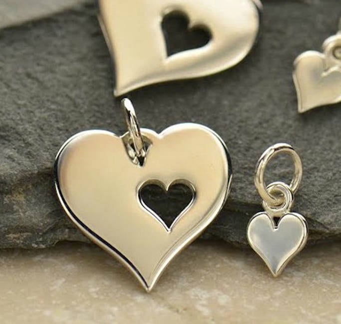 Ruannan 925 Sterling Silver Heart Dangle Charms For Bracelets Necklaces,  Mother and Daughter Engraving, Paw Prints On My Heart Split Charm Jewelry