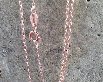 Rose Gold Sterling Silver Cable Chain Necklace: 18k Gold Plated, Italian Made