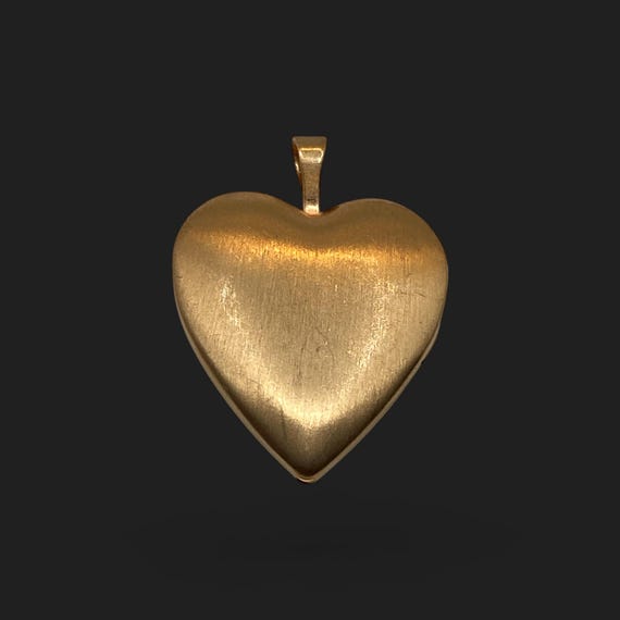 14K Gold Filled Heart Locket: Raised Silver Scrol… - image 4