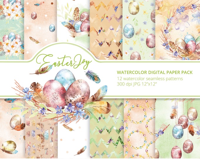 SEAMLESS Watercolor Easter Digital Paper | Spring Digital Papers ...