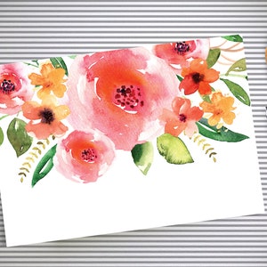 Carte de voeux aquarelle avec roses | Carte florale dessinée à la main | Invitation botanique | Invitation | Mariage | Téléchargement instantané | PDF imprimable