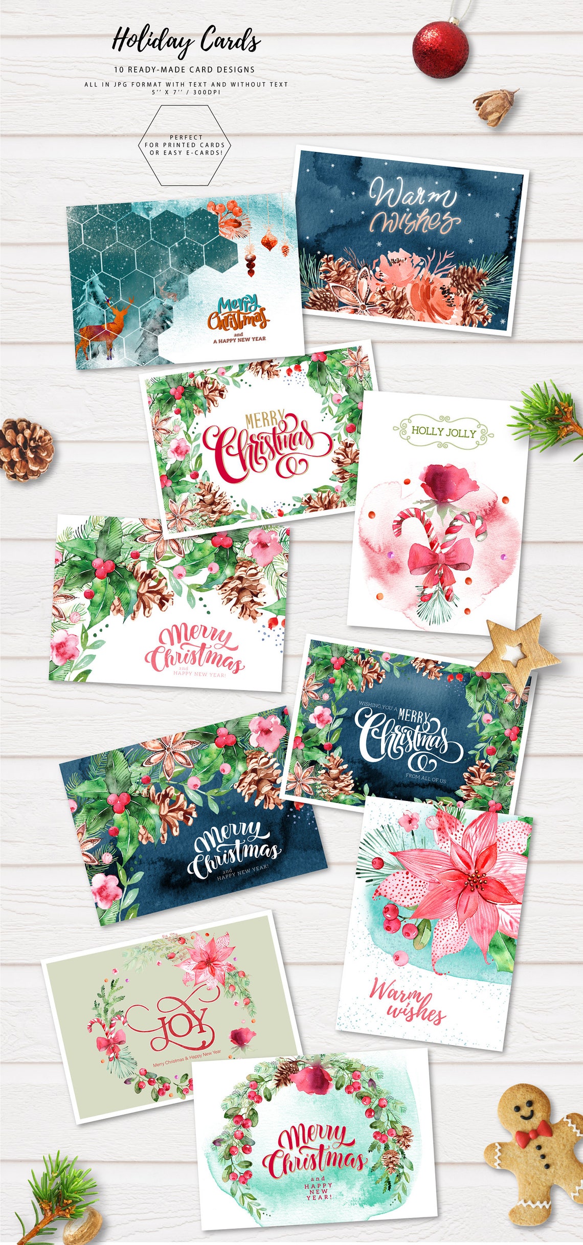 Printable Christmas Card 5''x7'' Instant - Etsy