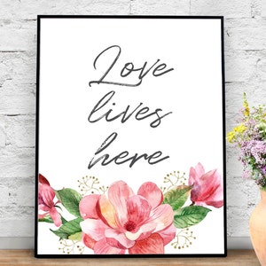 Arte de cita imprimible EL AMOR VIVE AQUÍ, Arte de pared imprimible, Cita inspiradora, Impresión motivacional, Cita inspiradora, Impresión de arte de palabras
