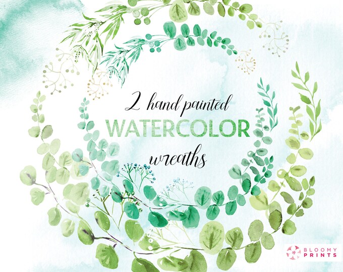 Watercolor Wreath Clipart | Hand Painted Wedding Graphics | Invitation ...