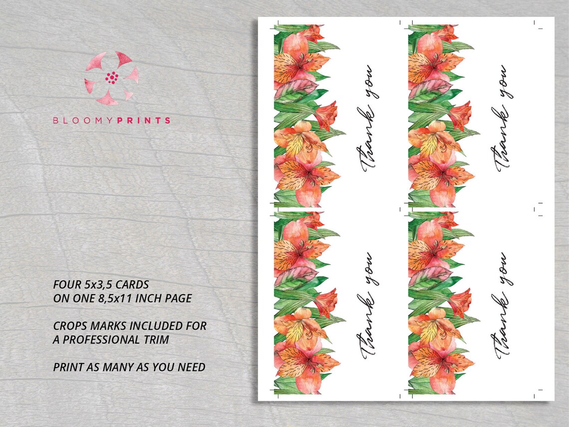 Floral Thank You Card Orange Alstroemeria Card Wedding | Etsy