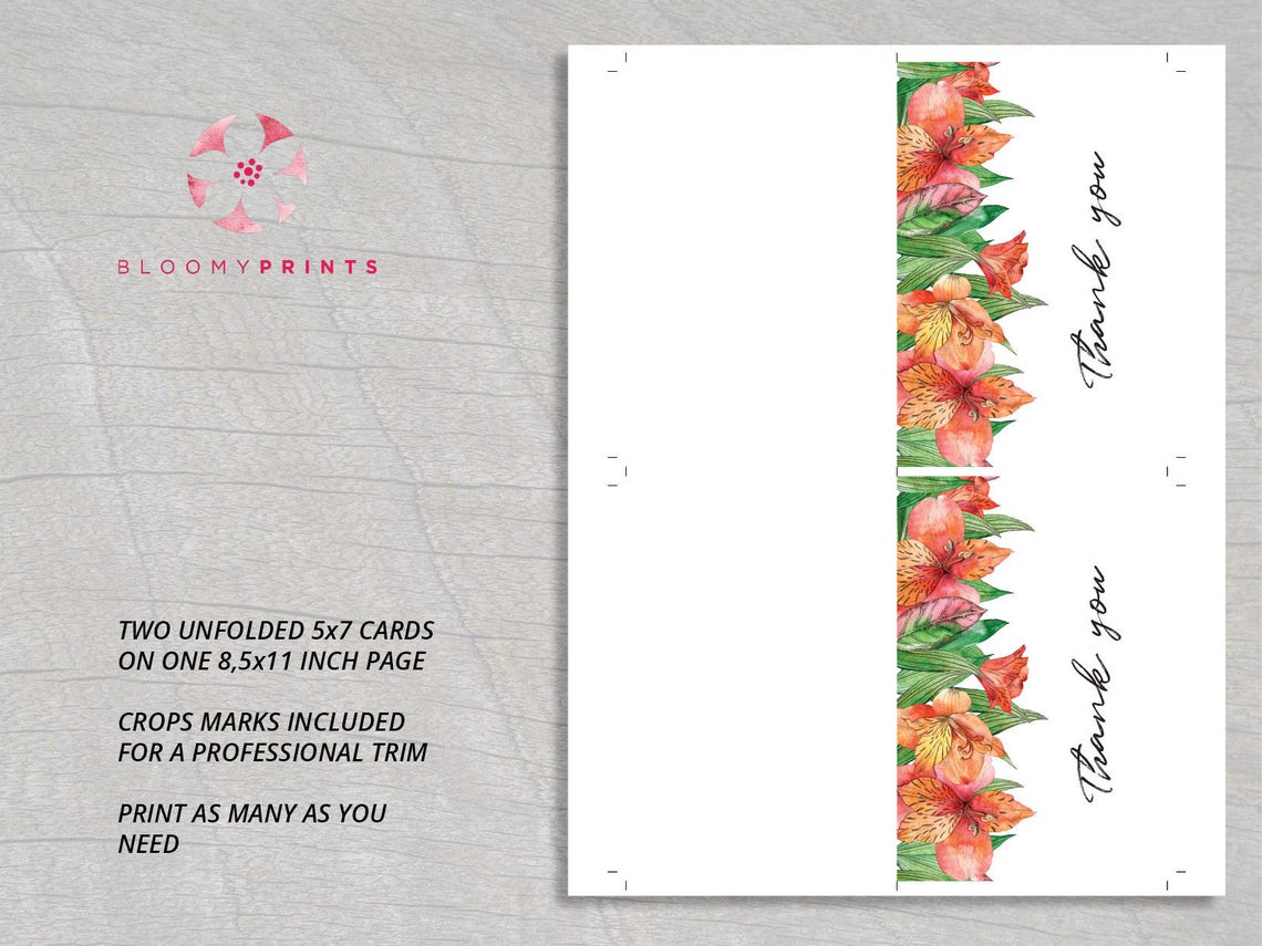 Floral Thank You Card Orange Alstroemeria Card Wedding | Etsy