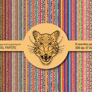 Modern Serape Leopard print Digital Paper Pack | Animal Seamless Patterns | Repeatable Instant Download | Cheetah Scrapbooking | Wallpaper