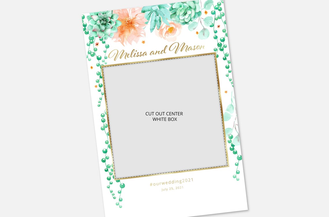 Printable Photo Prop Frame With Succulents Bridal Shower - Etsy