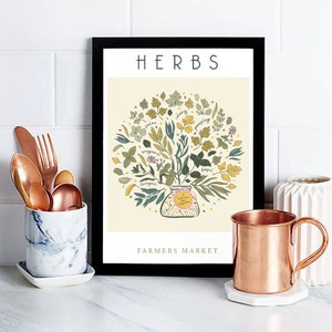 Küchen Wandkunst, Küchen dekor, Kräuter Druck, Food Wall Art, Botanisches Kunstdesign, Kräuter und Spicies Dekor
