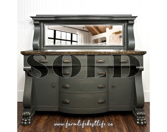 Sold ANTIQUE EMPIRE BUFFET | antique painted buffet sideboard | modern farmhouse furniture