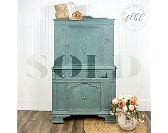 Sold VINTAGE HUTCH | coastal farmhouse furniture | coastal furniture | farmhouse furniture | linen press | chippy paint furniture