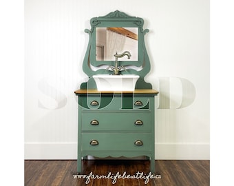 Sold ANTIQUE DRESSER VANITY | farmhouse furniture | modern farmhouse | cottage furniture | painted furniture | country chic paint