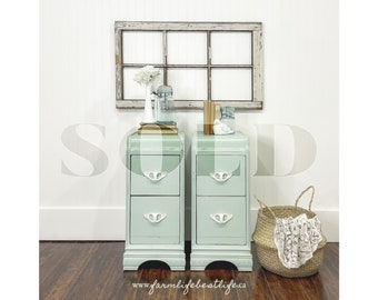 Sold VINTAGE BEDSIDE TABLES | farmhouse furniture | modern farmhouse | cottage furniture | painted furniture | country chic paint