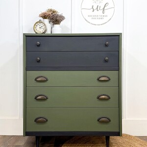 slim fit dress slacks Black & Green Dresser with Mirror – Raggs to Riches