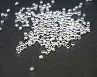 Perles en métal 2 x 2,5 mm, argentées et rondes, perle bijoux, macramé, attrape rêve