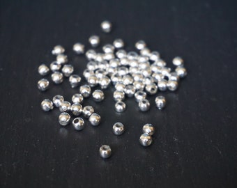 Metal beads 3 x 3.8 mm, silver-coloured, round, jewellery bead, macrame#