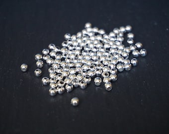 Perline di metallo 2,5 x 3 mm, color argento, rotonde, perline per gioielli, macramè