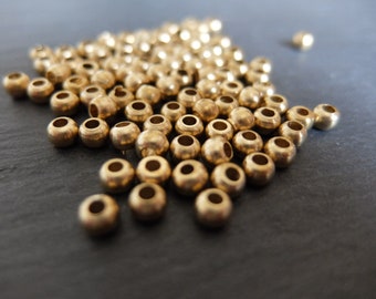 Brass beads 4 x 5 mm round, macrame, jewelry and dream catcher