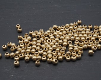 Perline in ottone 3 x 3 mm, rotonde, perline per gioielli, macramè e acchiappasogni