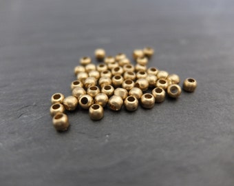 Brass beads 2 x 2.5 mm round, jewelry beads, macrame and dream catcher