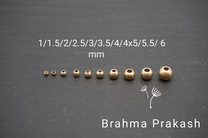 Perles en laiton 1,5 x 2 mm, rondes, perles bijoux, macramé et attrape-rêves image 2