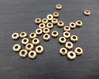Perline in ottone 5 x 1,5 mm, disco, discus, macramè, gioielli e acchiappasogni