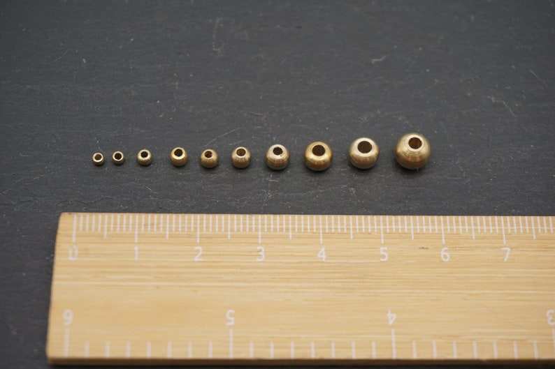 Perles en laiton 3 x 3,8 mm, rondes, perles bijoux, macramé et attrape-rêves image 2